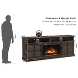 FLTV-G TV Stand with 26 inch Electric Fireplace Glass Door(Logs) Brown