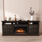 FLTV-G TV Stand with 26 inch Electric Fireplace Glass Door(Logs) Brown