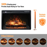 FLTV-G TV Stand with 26 inch Electric Fireplace Glass Door(Logs) Brown