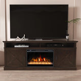 FLTV TV Stand with 26 inch Electric Fireplace (Crystal) Brown