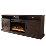 FLTV TV Stand with 26 inch Electric Fireplace (Crystal) Brown