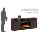 FLTV-G TV Stand with 26 inch Electric Fireplace Glass Door(Crystal) Brown