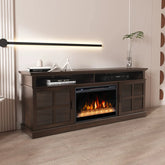 FLTV-G TV Stand with 26 inch Electric Fireplace Glass Door(Crystal) Brown
