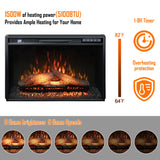 FLJ 26 Inches Electric Fireplace Inserts 1500W Logs