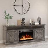 FLTV TV Stand with 26 inch Electric Fireplace (Crystal) Gray