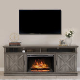 FLTV TV Stand with 26 inch Electric Fireplace (Logs) Gray