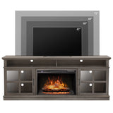 FLTV-G TV Stand with 26 inch Electric Fireplace Glass Door(Logs) Gray