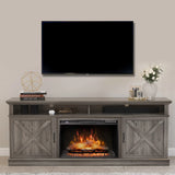 FLTV TV Stand with 26 inch Electric Fireplace (Logs) Gray