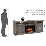 FLTV TV Stand with 26 inch Electric Fireplace (Logs) Gray