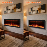 FLZ 48 Inch Recessed/Wall Mounted Smart Electric Fireplace
