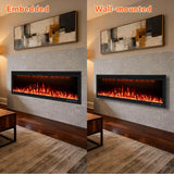 FLZ 60 Inch Recessed/Wall Mounted Smart Electric Fireplace