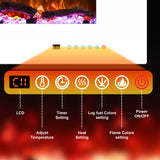 FL-WH 50 Inch Wall Mouted Electric Fireplace with White Front Glass and DIY Log Bed