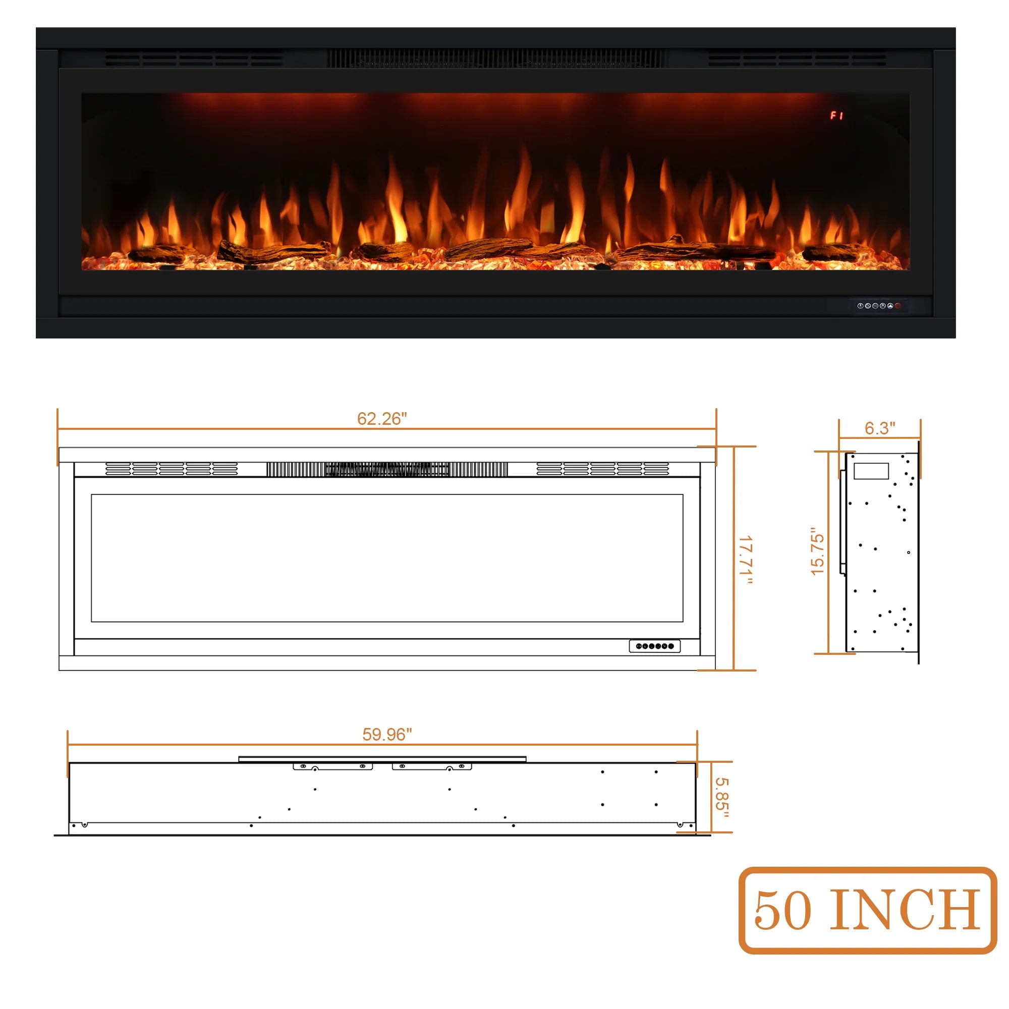 FL-SW  Recessed Smart Electric Fireplace