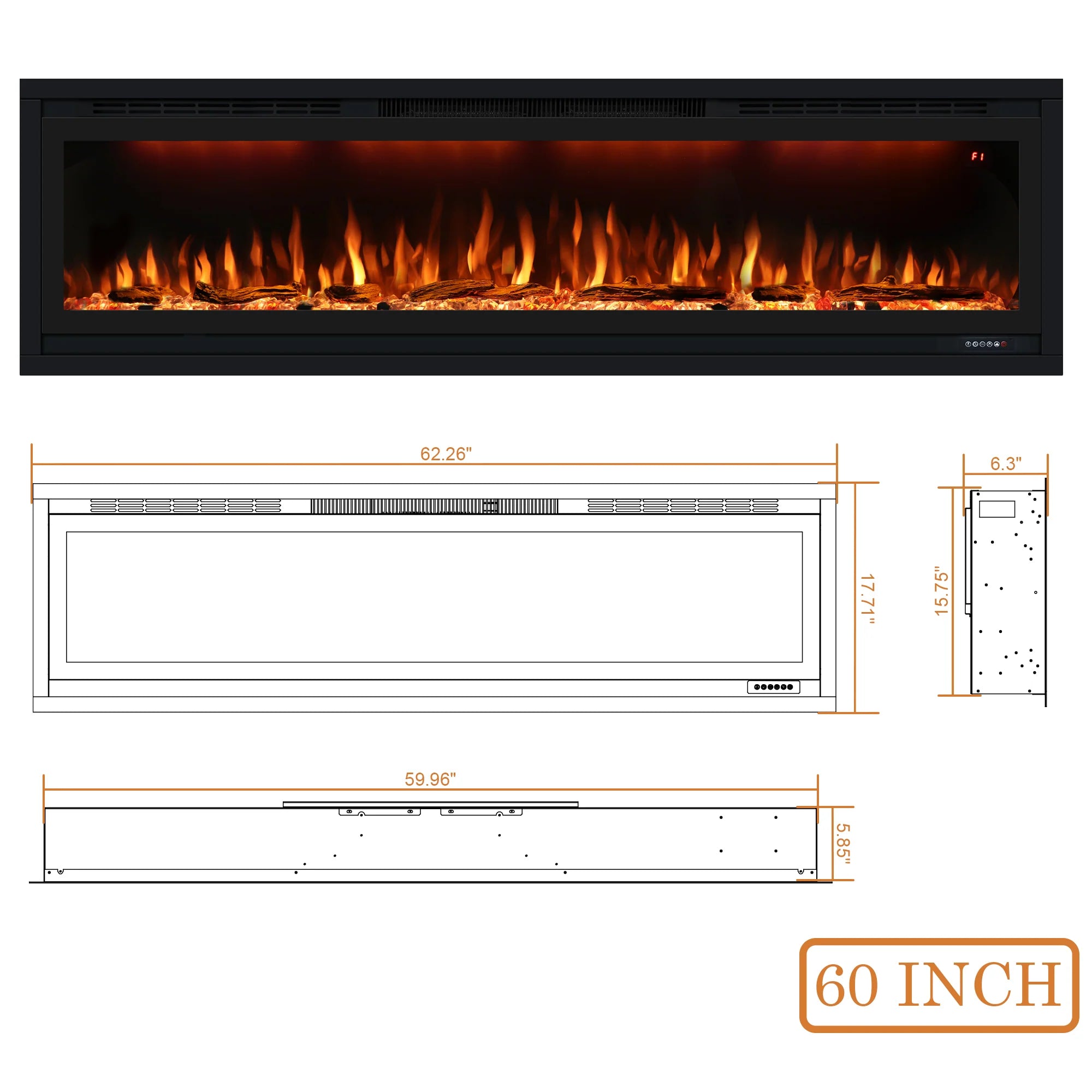 FL-SW  Recessed Smart Electric Fireplace