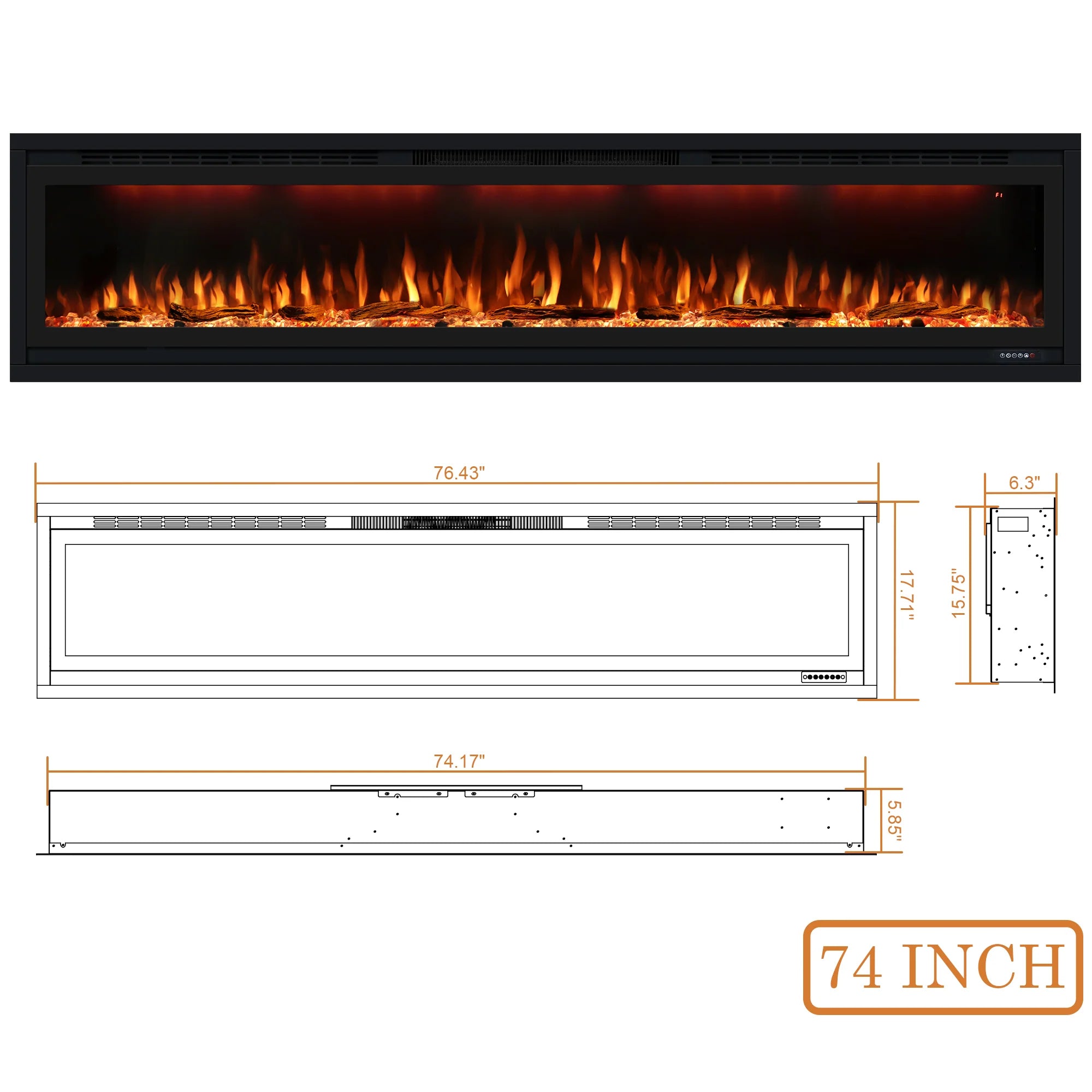 FL-SW  Recessed Smart Electric Fireplace
