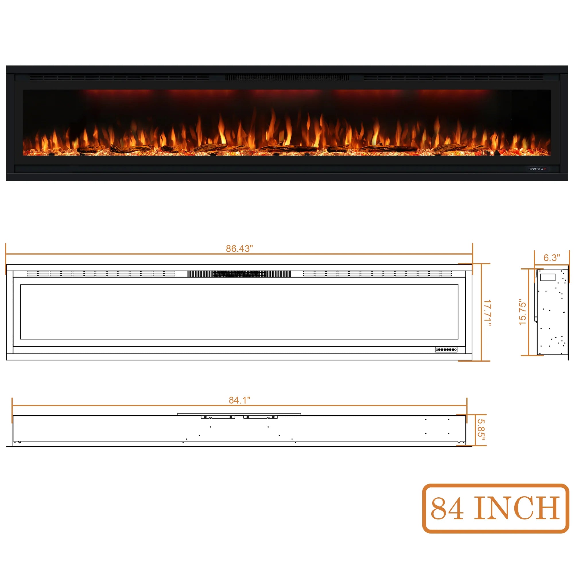 FL-SW  Recessed Smart Electric Fireplace