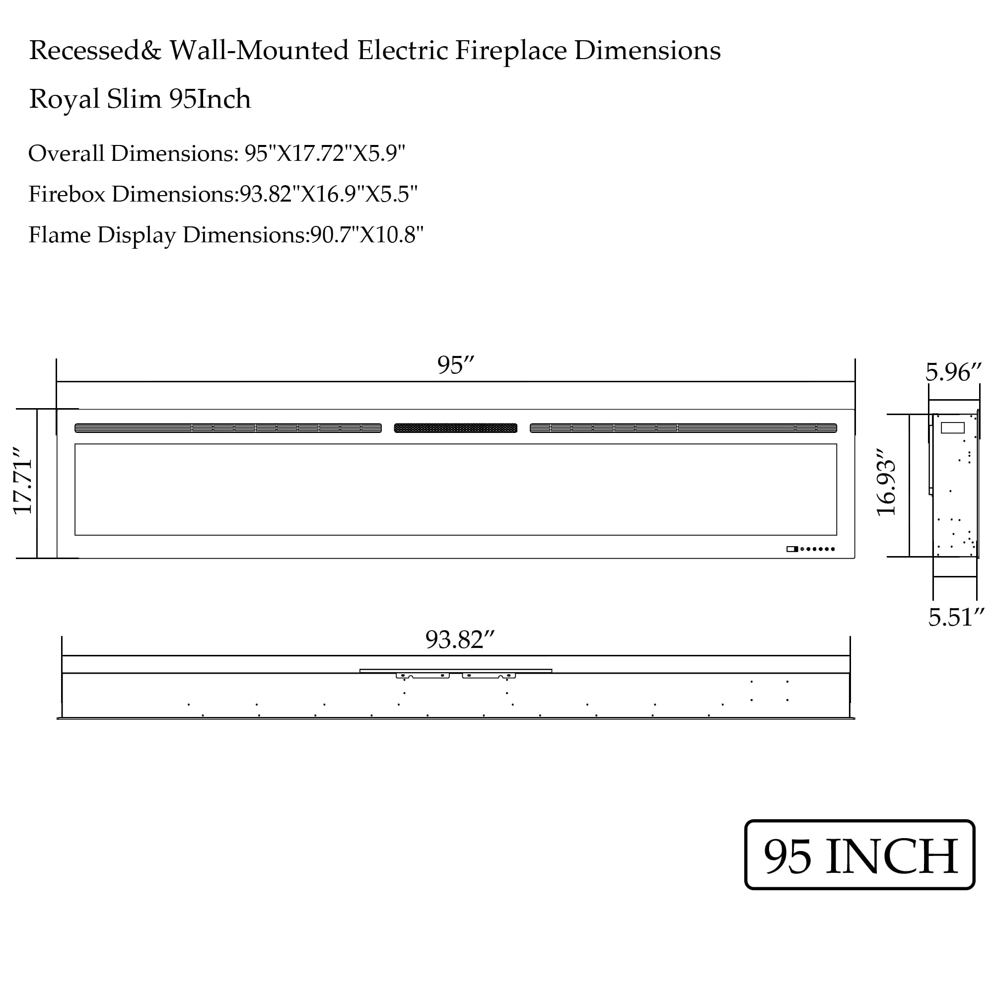 FL-GPRO WiFi-Enabled Recessed & WallMounted Electric Fireplace Smart Control via Alexa or App