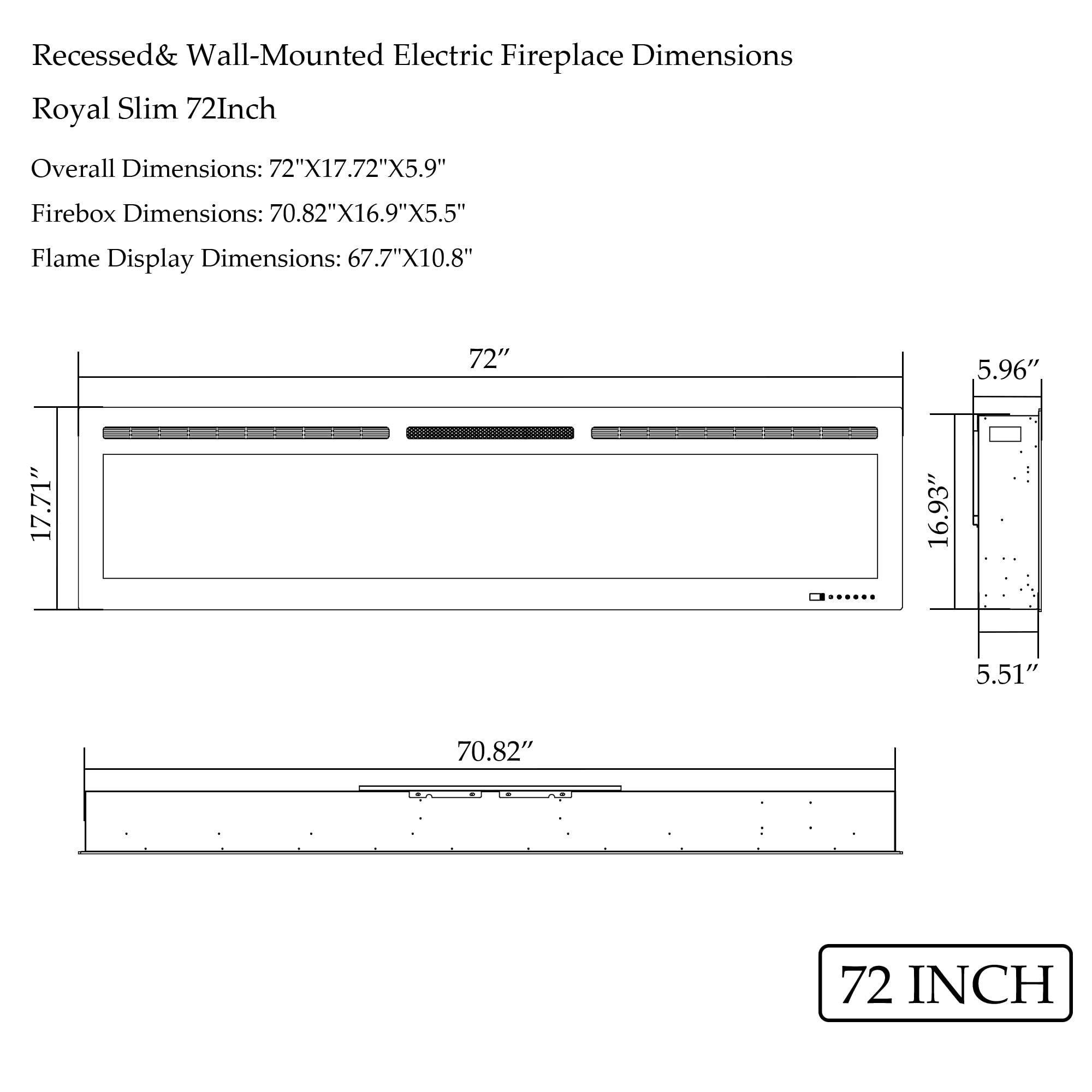 FL-GPRO WiFi-Enabled Recessed & WallMounted Electric Fireplace Smart Control via Alexa or App