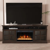 FLTV-G TV Stand with 26 inch Electric Fireplace Glass Door(Crystal) Brown