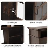 FLTV-G TV Stand with 26 inch Electric Fireplace Glass Door(Crystal) Brown