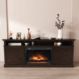 FLTV TV Stand with 26 inch Electric Fireplace (Logs) Brown