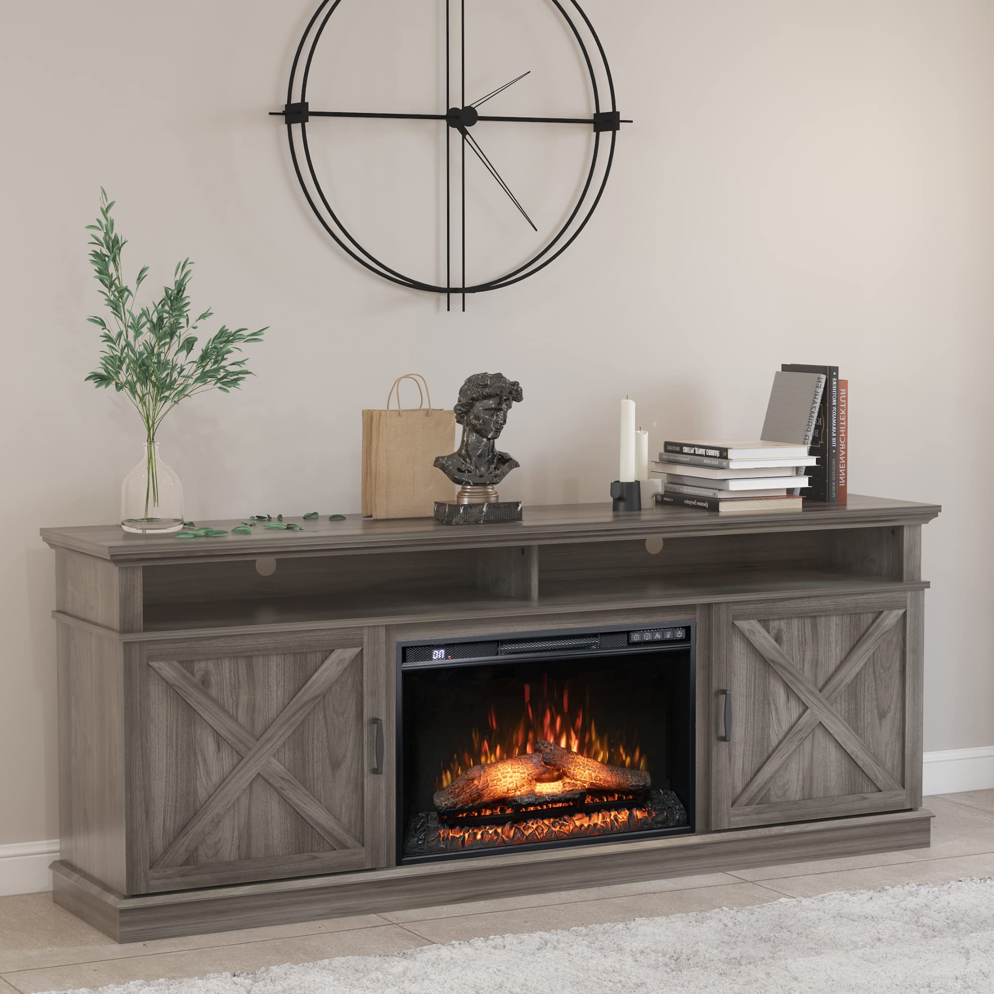 FLJ 26 Inches Electric Fireplace Inserts 1500W Logs
