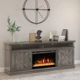 FLTV TV Stand with 26 inch Electric Fireplace (Crystal) Gray