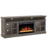 FLTV-G TV Stand with 26 inch Electric Fireplace Glass Door(Crystal) Gray
