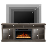 FLTV-G TV Stand with 26 inch Electric Fireplace Glass Door(Crystal) Gray