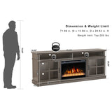 FLTV-G TV Stand with 26 inch Electric Fireplace Glass Door(Crystal) Gray
