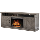 FLTV TV Stand with 26 inch Electric Fireplace (Logs) Gray