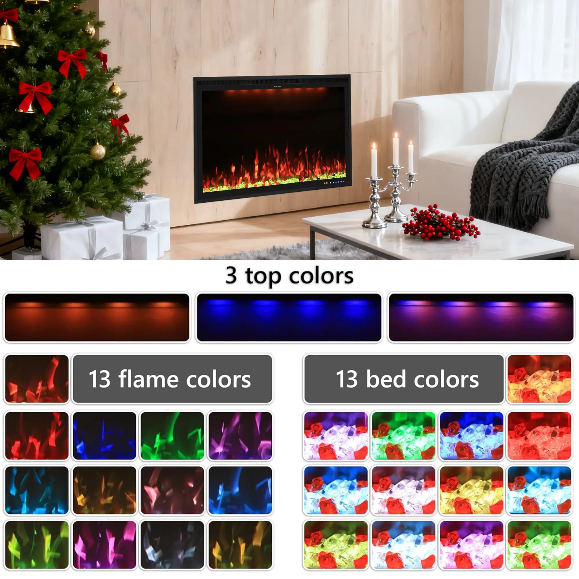 FLZ 40 Inch Recessed/Wall Mounted Smart Electric Fireplace