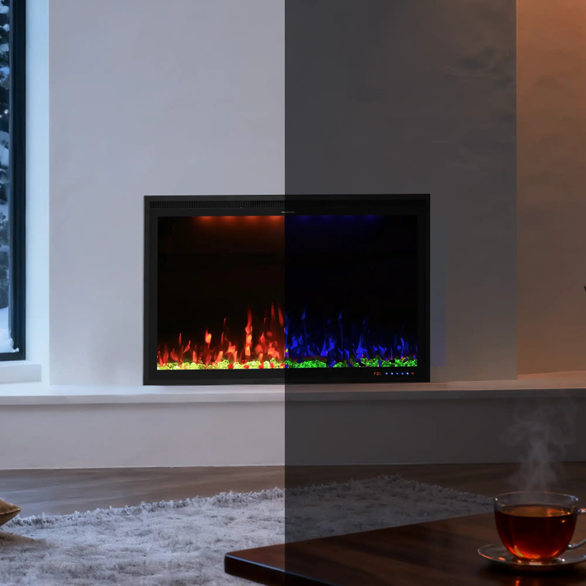 FLZ 40 Inch Recessed/Wall Mounted Smart Electric Fireplace