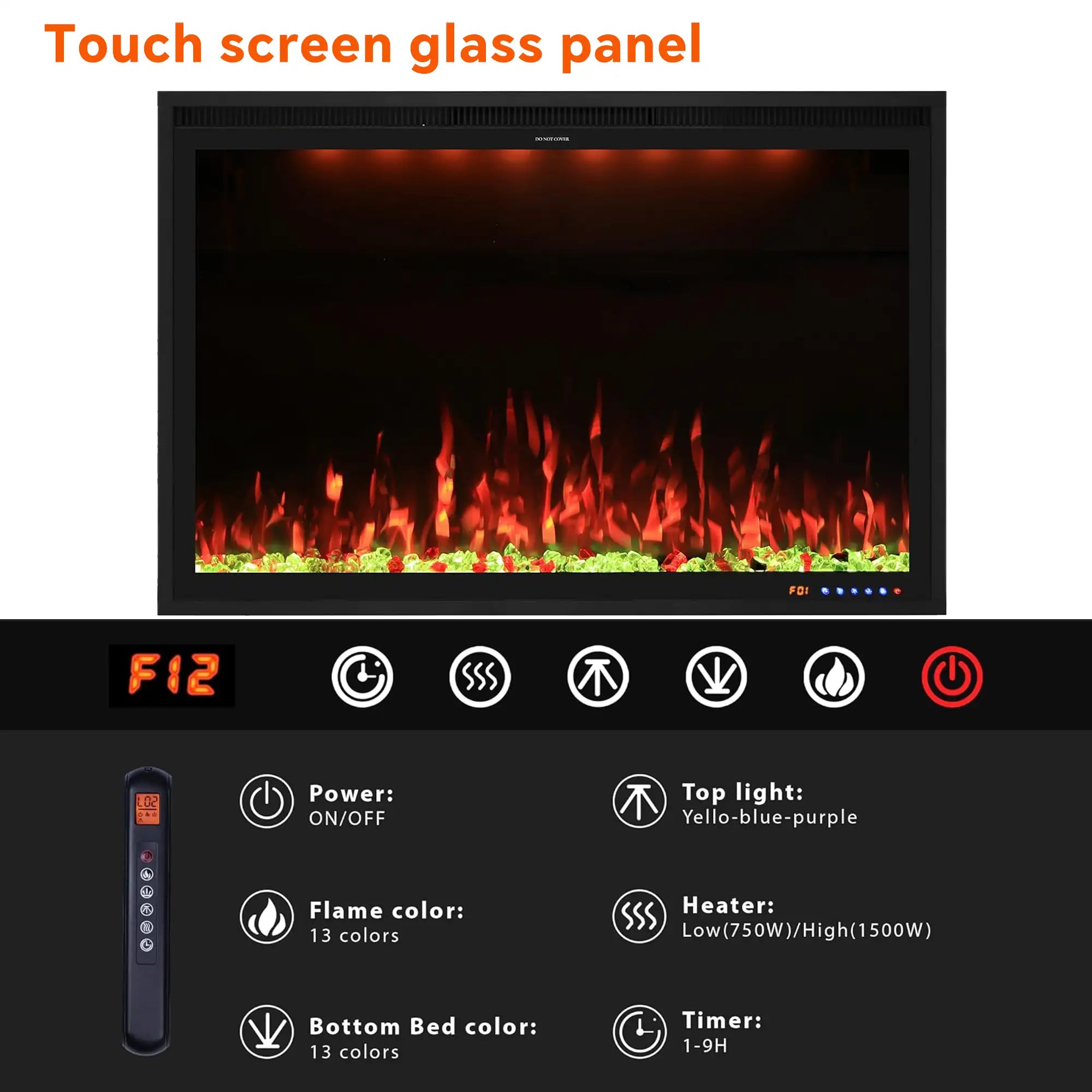 FLZ 40 Inch Recessed/Wall Mounted Smart Electric Fireplace