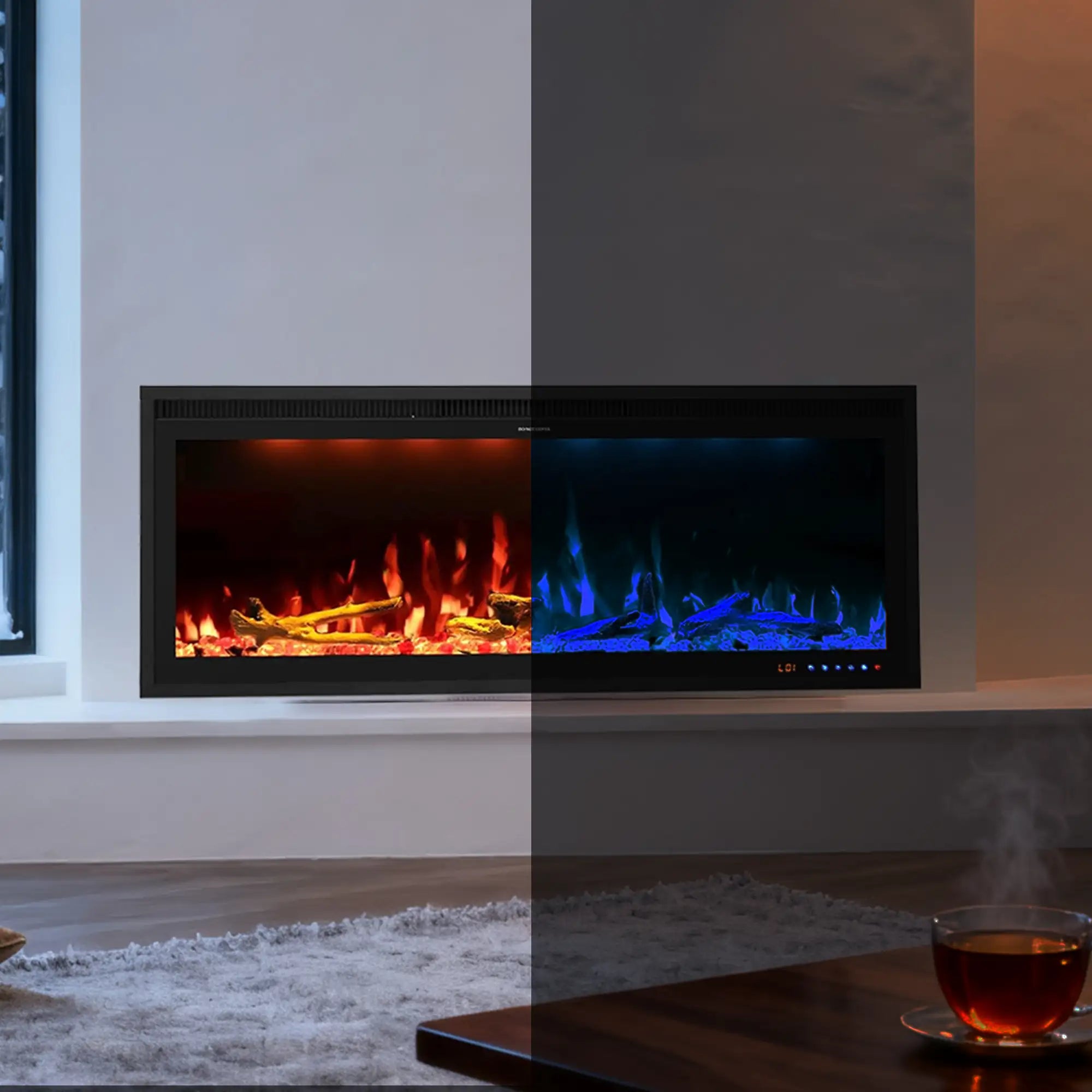 FLZ 42 Inch Recessed/Wall Mounted Smart Electric Fireplace