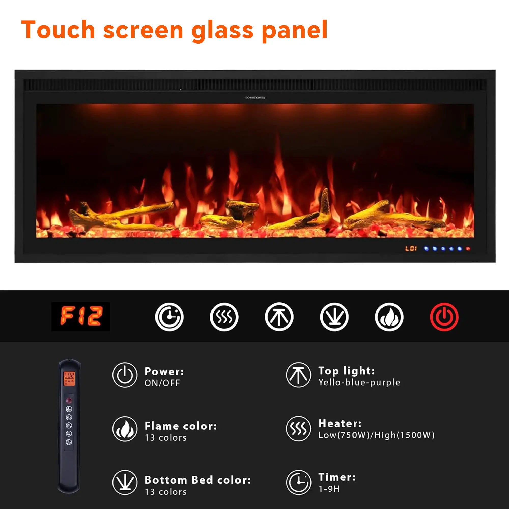FLZ 42 Inch Recessed/Wall Mounted Smart Electric Fireplace