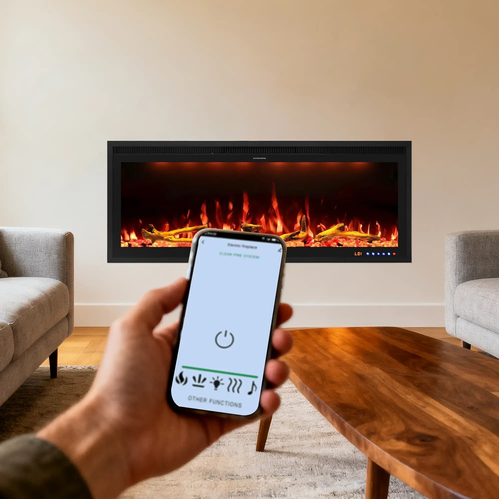 FLZ 48 Inch Recessed/Wall Mounted Smart Electric Fireplace