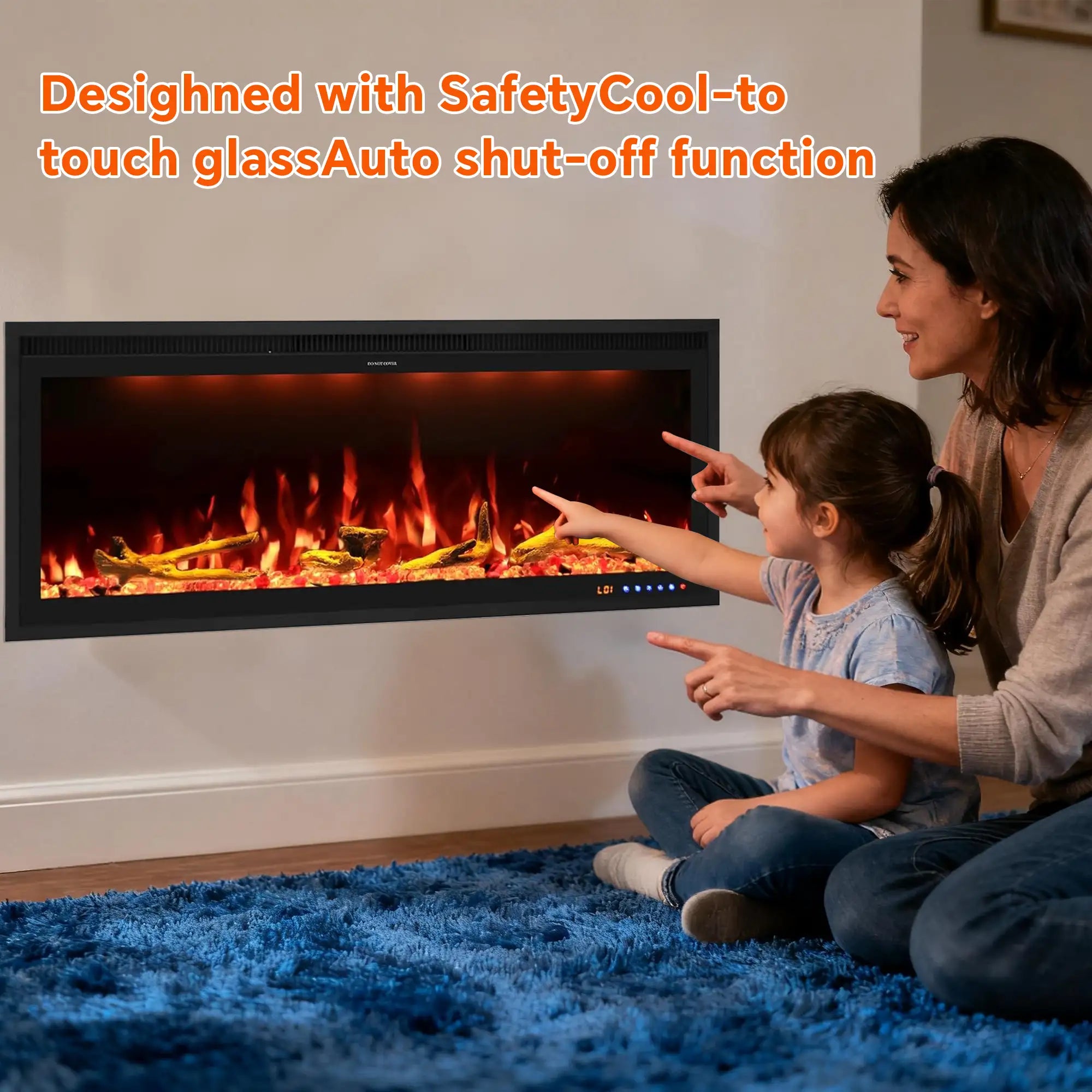 FLZ 48 Inch Recessed/Wall Mounted Smart Electric Fireplace