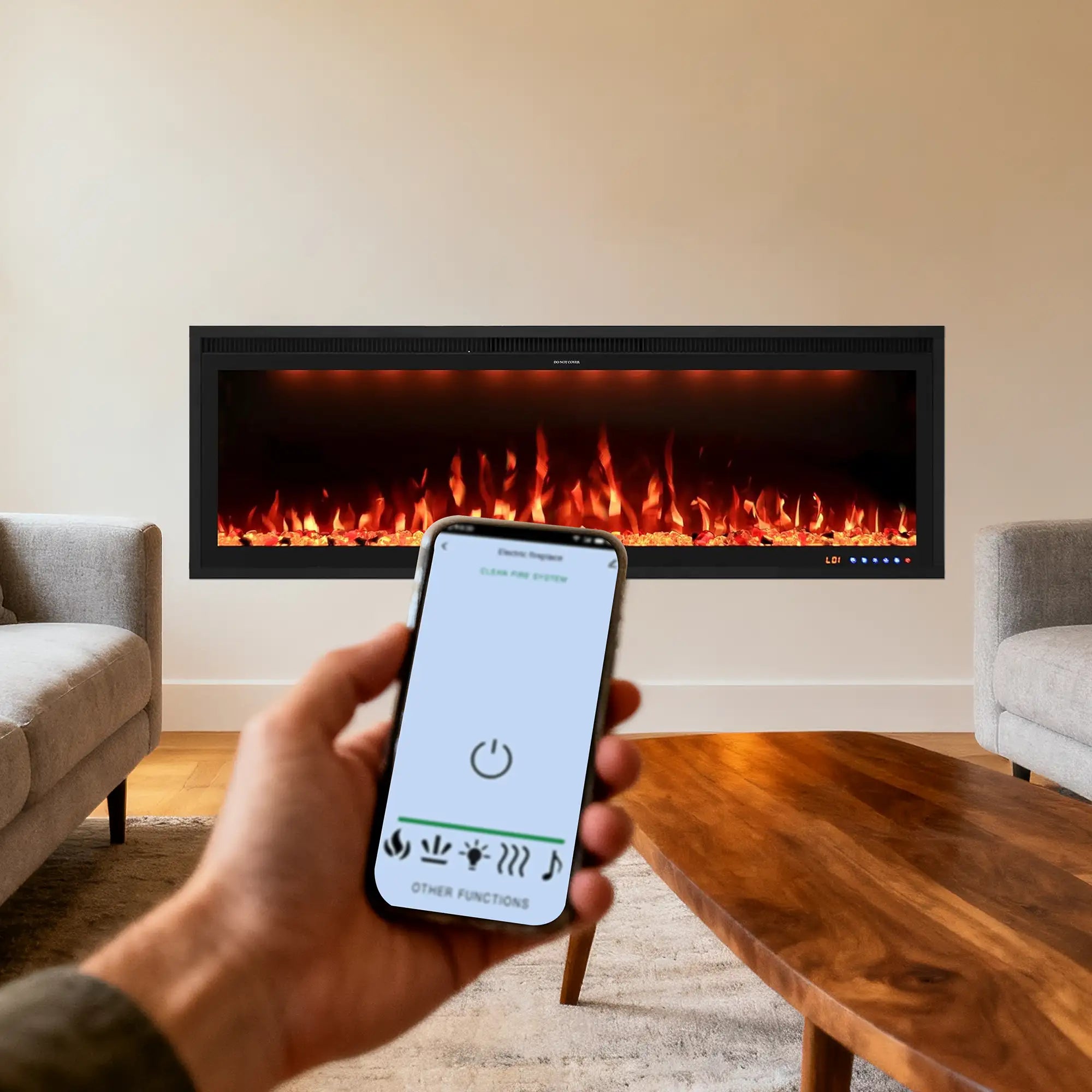 FLZ 50 Inch Recessed/Wall Mounted Smart Electric Fireplace