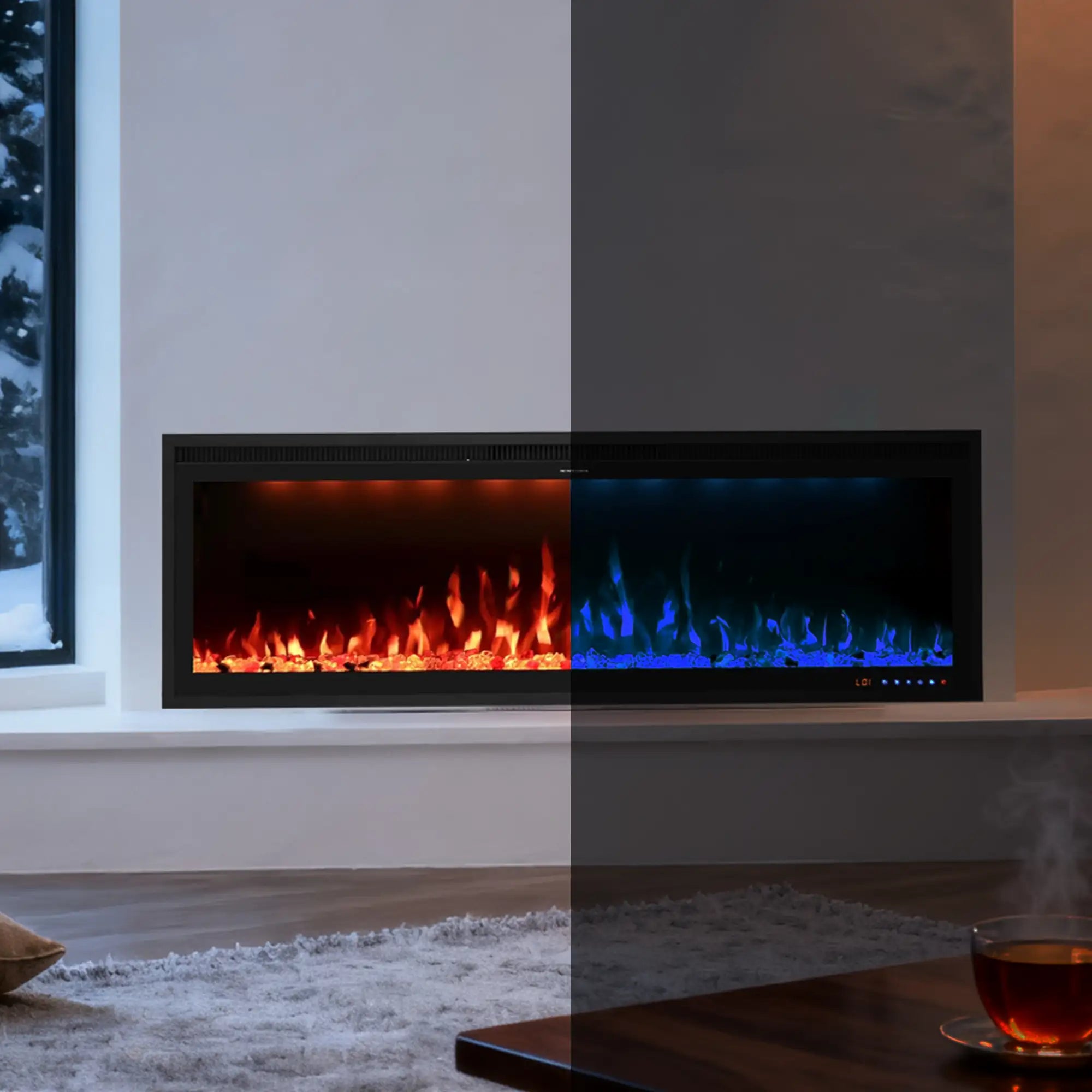 FLZ 50 Inch Recessed/Wall Mounted Smart Electric Fireplace
