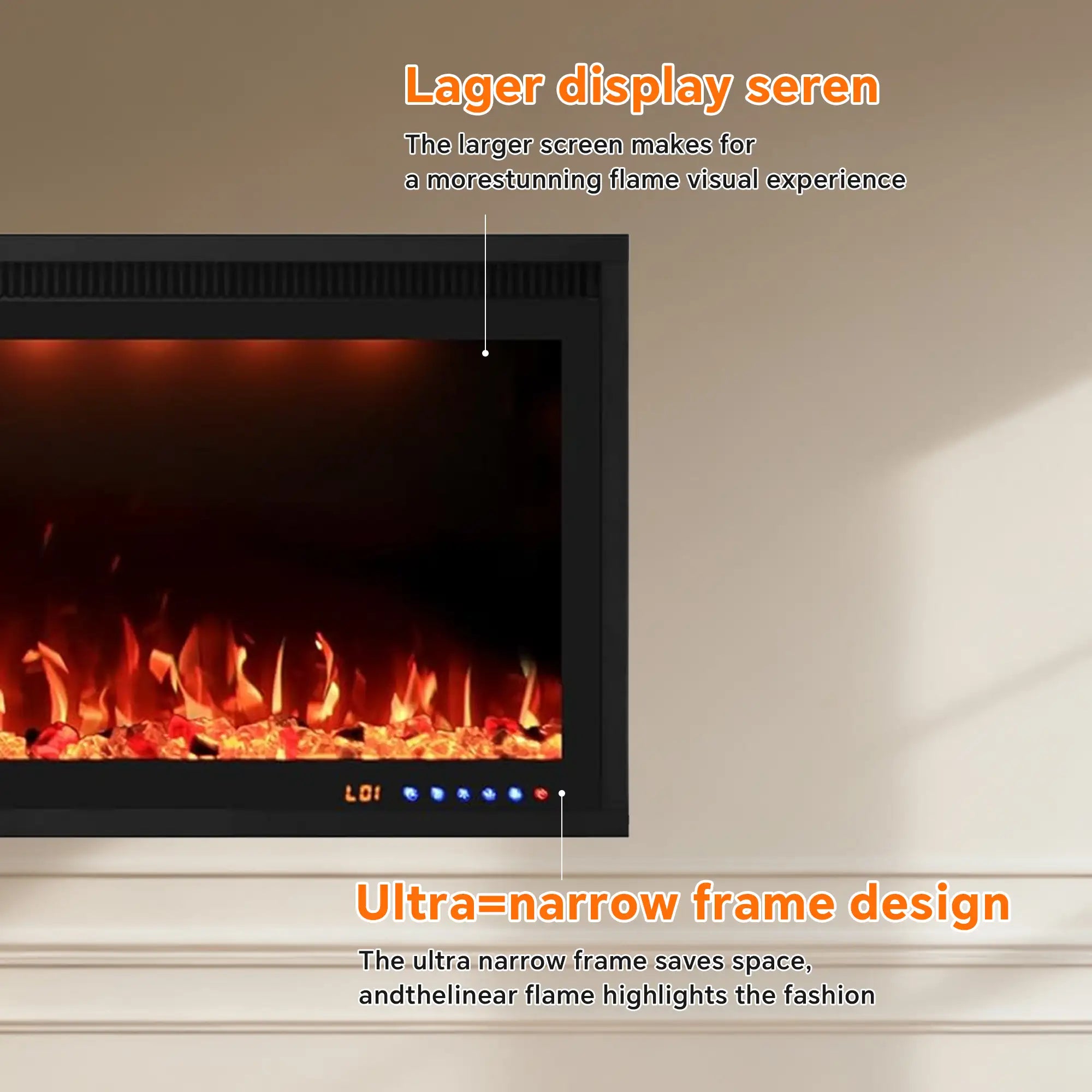 FLZ 74 Inch Recessed/Wall Mounted Smart Electric Fireplace