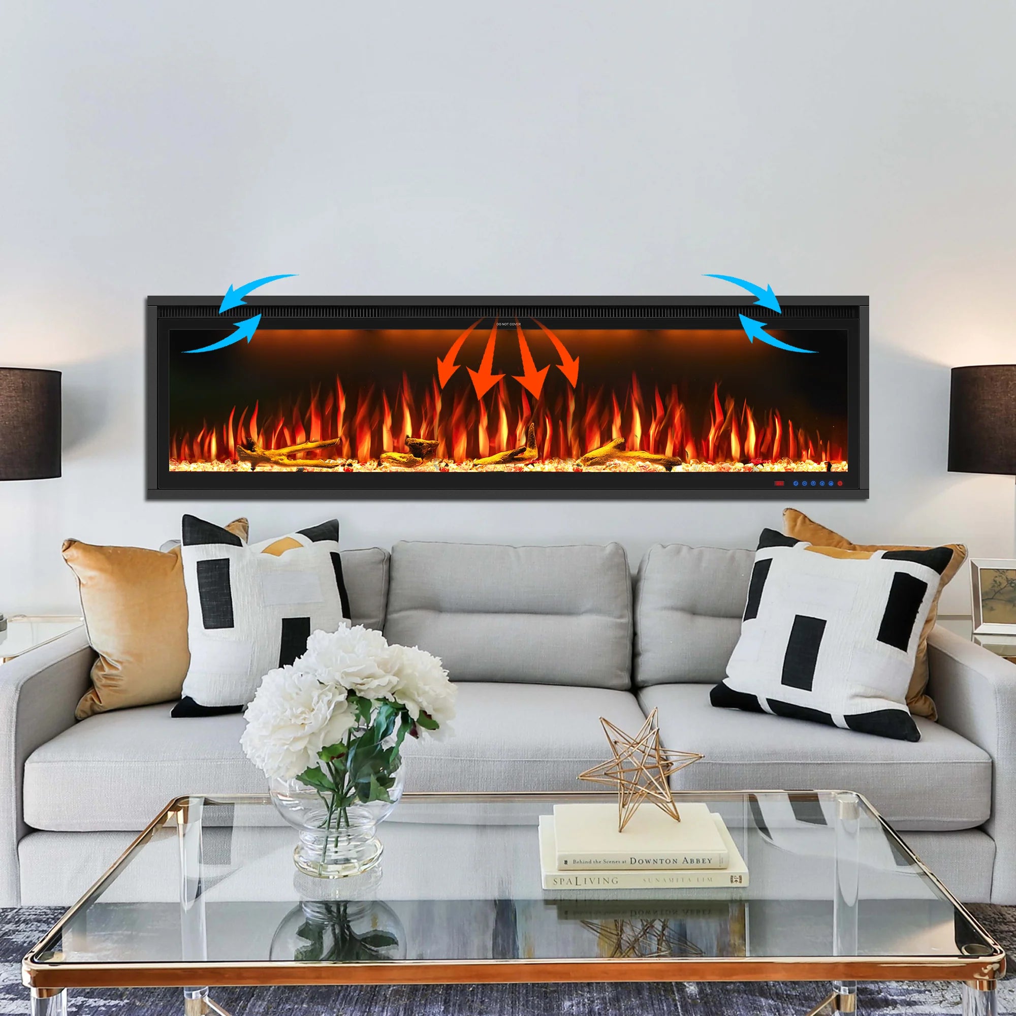 FLZ Smart Electric Fireplace with Adjustable Flame Colors, Recessed&Wall-Mounted