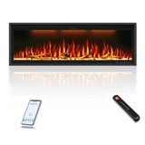 FLZ Smart Electric Fireplace with Adjustable Flame Colors, Recessed&Wall-Mounted