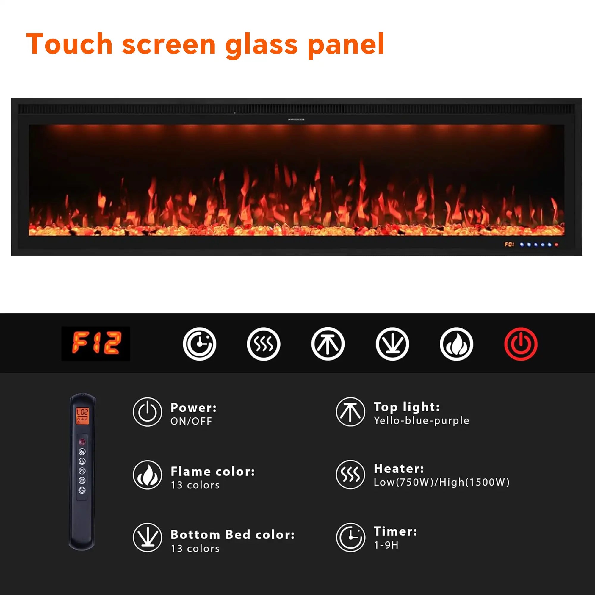 FLZ 60 Inch Recessed/Wall Mounted Smart Electric Fireplace