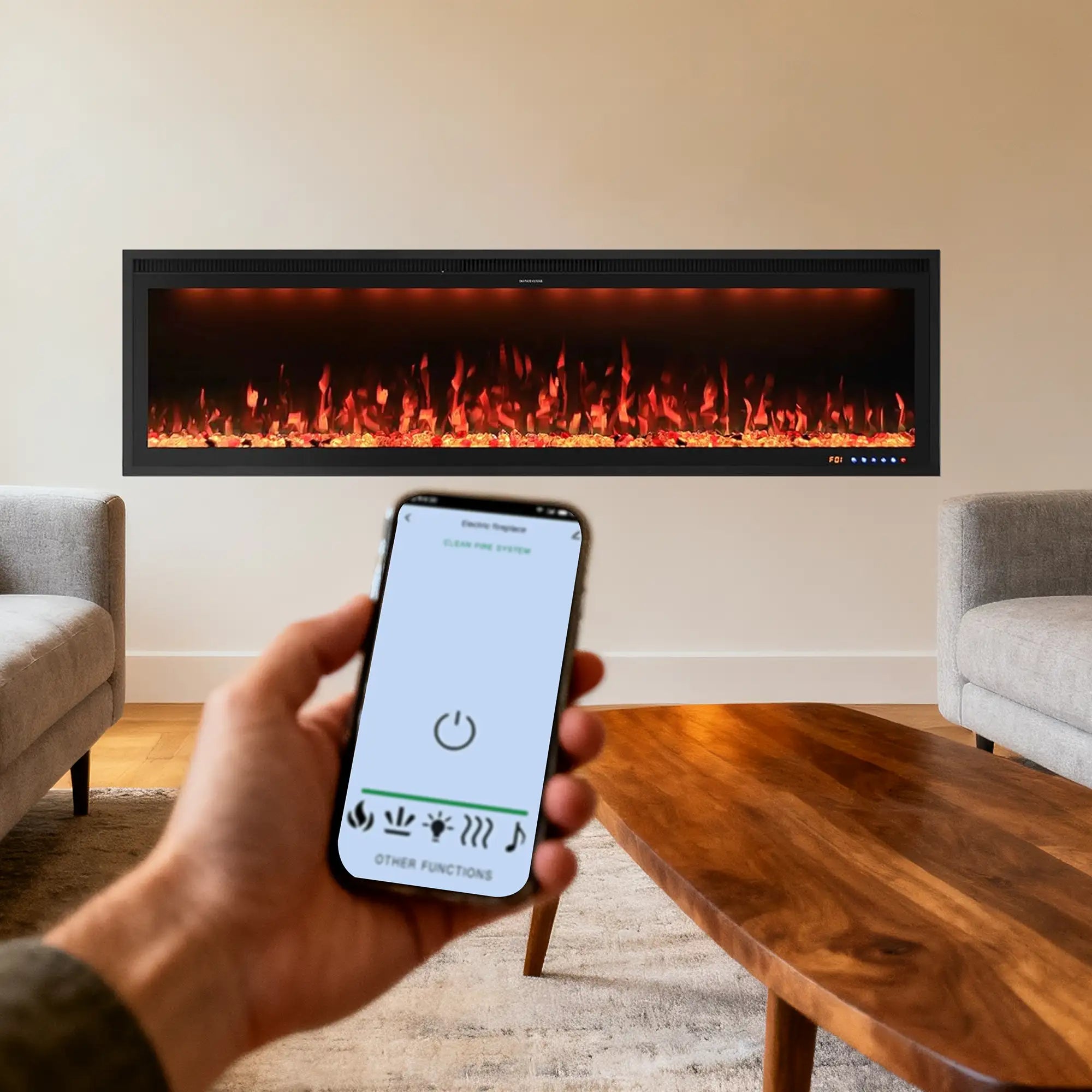 FLZ 60 Inch Recessed/Wall Mounted Smart Electric Fireplace