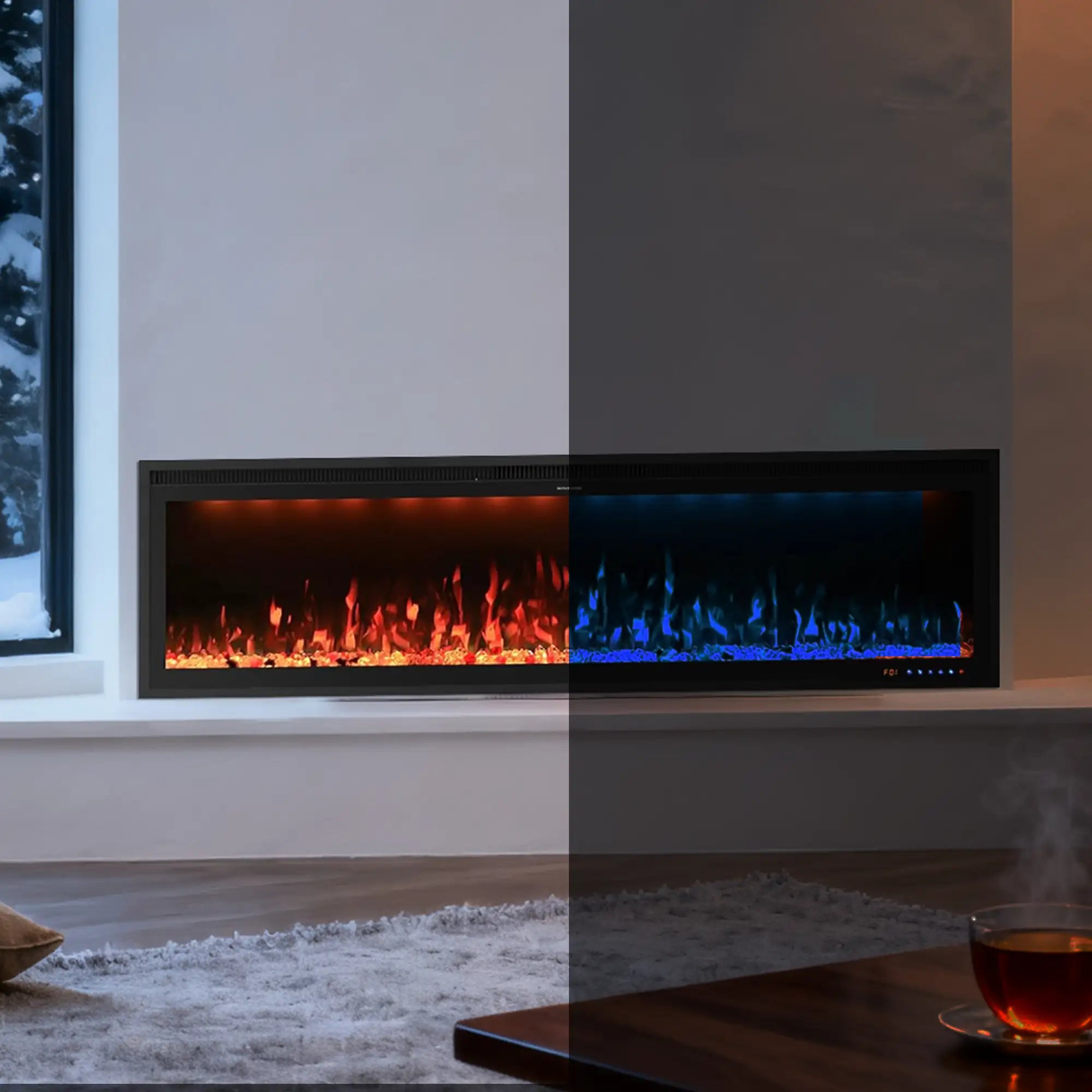 FLZ 60 Inch Recessed/Wall Mounted Smart Electric Fireplace
