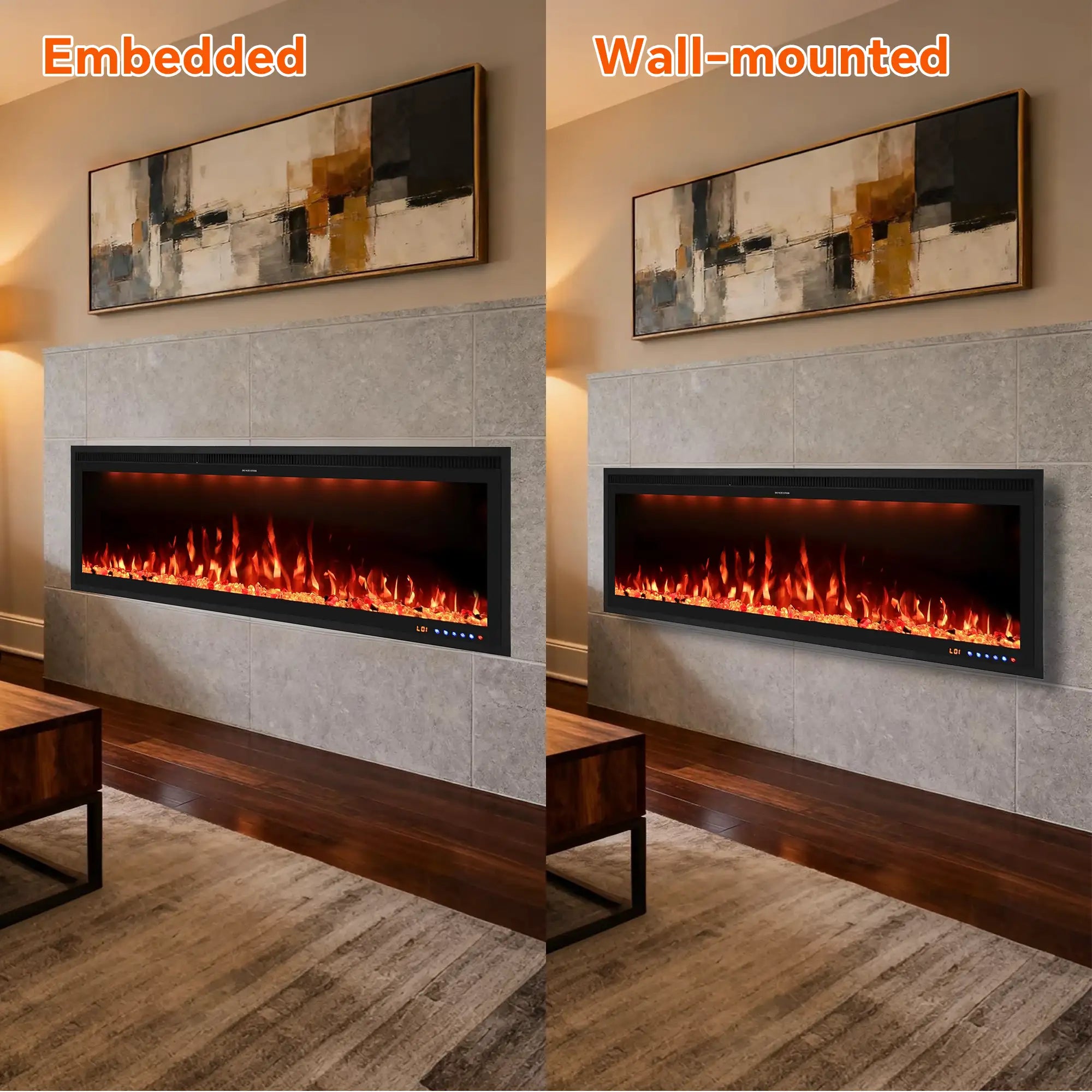 FLZ 60 Inch Recessed/Wall Mounted Smart Electric Fireplace