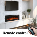 FL WIFI Recessed Electric Fireplace with DIY Crystal Log Bed and Adjustable Brightness