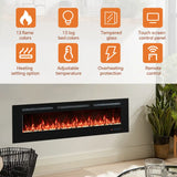 FLR Modern  Electric Fireplace, DIY Crystal Log Bed