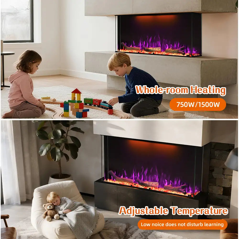 FL-TZS 36 Inch Three Sided Elelctric Fireplace with Smart Control